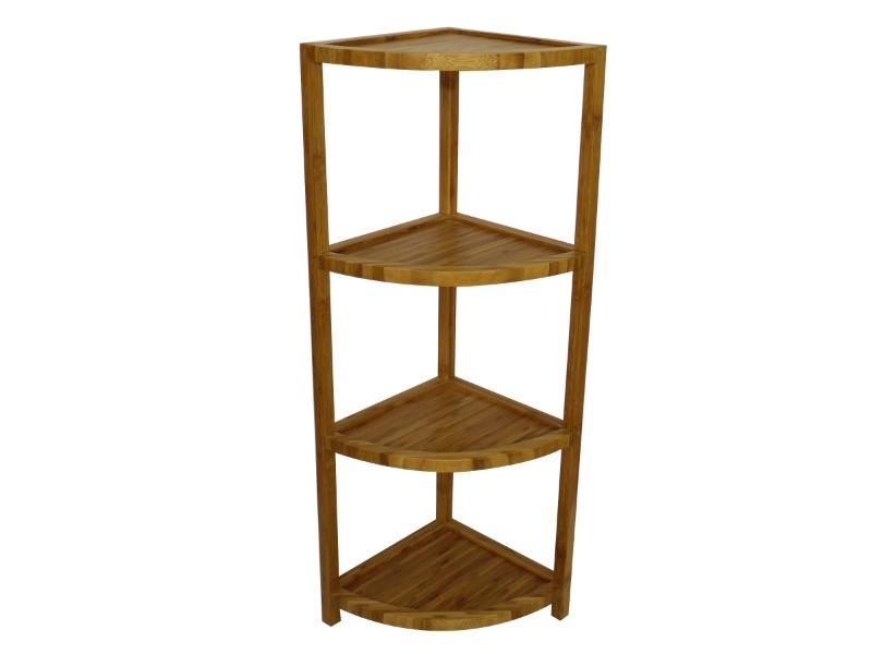 Artisanal Bamboo Corner Shelf 4-Tier Space-Saving KD Storage Rack